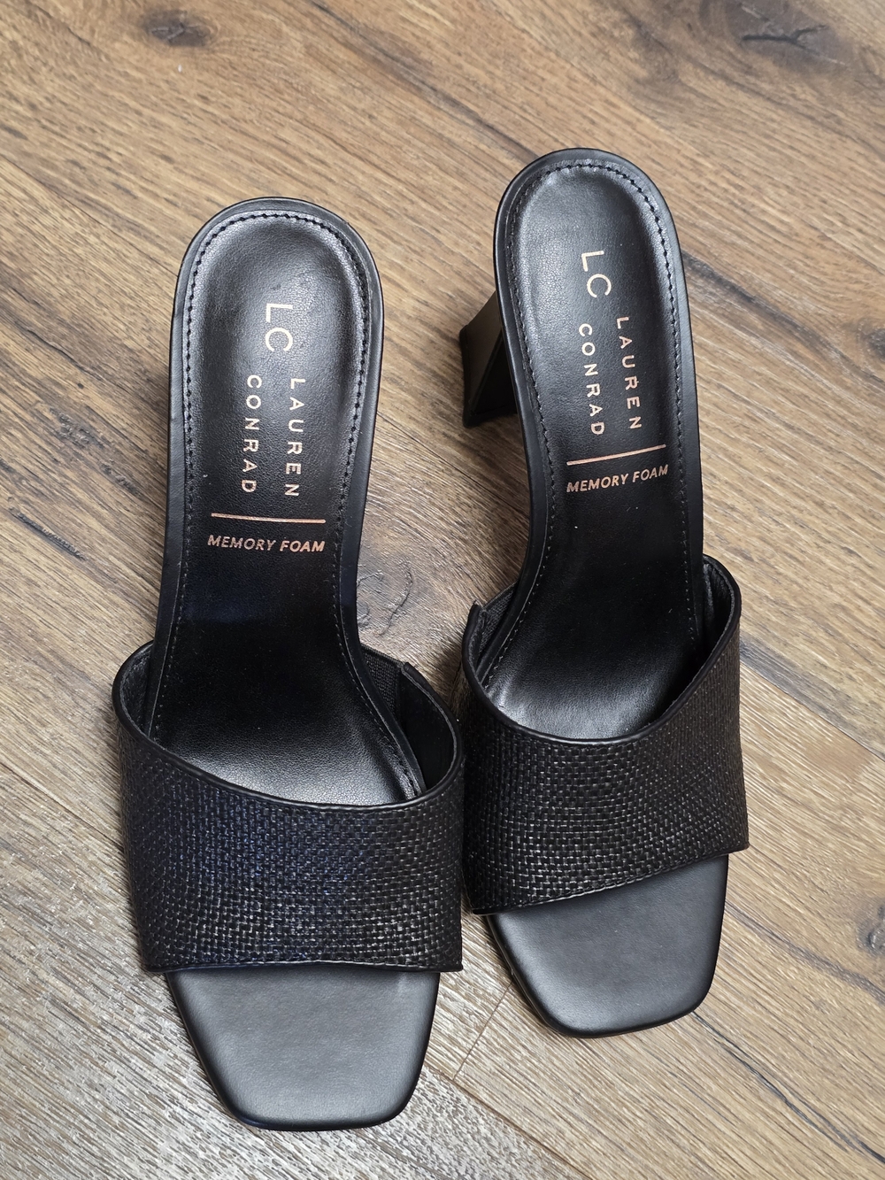LC Lauren Conrad Black Memory Foam Slide Heels